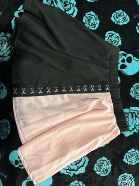 Hot Topic Black and Pink Two-Tone Circle Skater Skirt with Hook Trim